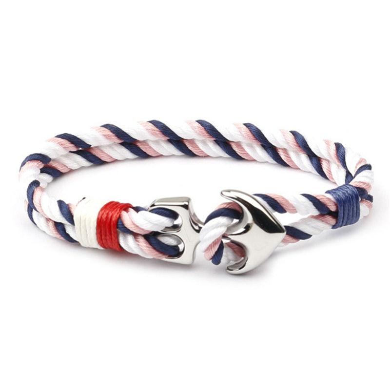 Men Bracelet Stainless Steel Anchor Bracelets Trendy Nautical Survival Nylon Rope Chain Armband Women Paracord Charm Bracelet