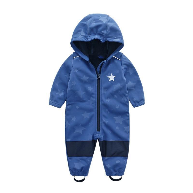 Ski suit For Children Soft Shell Outdoor Jacket Waterproof  Fleece Lining Jumpsuit For Boys and Girls In Modern Colorful Design