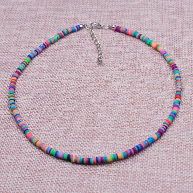 Handmade Polymer Clay Necklace Soft Pottery Choker Necklace Colorful Surfer Beads Collar  Jewelry Gifts