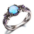 Luxury Black  Plated Natural Crystal Birthstone Women Rings For Party Wear In Retro Antic Design Ring For Men and Women