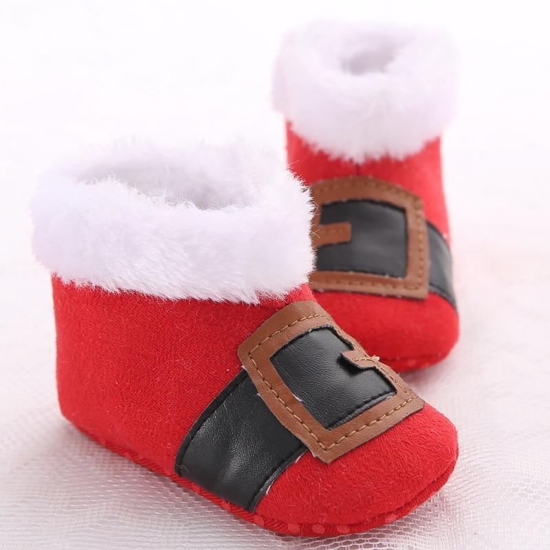 Unisex Baby Shoes Baby Boys Girls Winter Warm Santa Claus First Walkers Cute Christmas Baby Boots