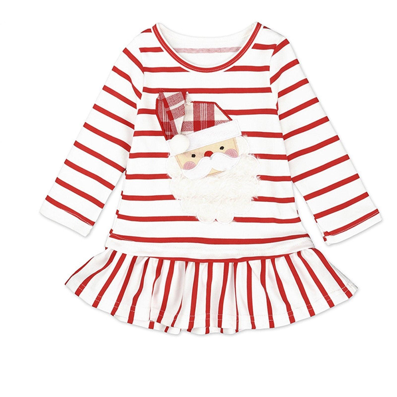 Baby Girl Dress   Winter Warm Clothes Toddler  Long Sleeve Stripe  Christmas Ruffle Dress  Unique Design