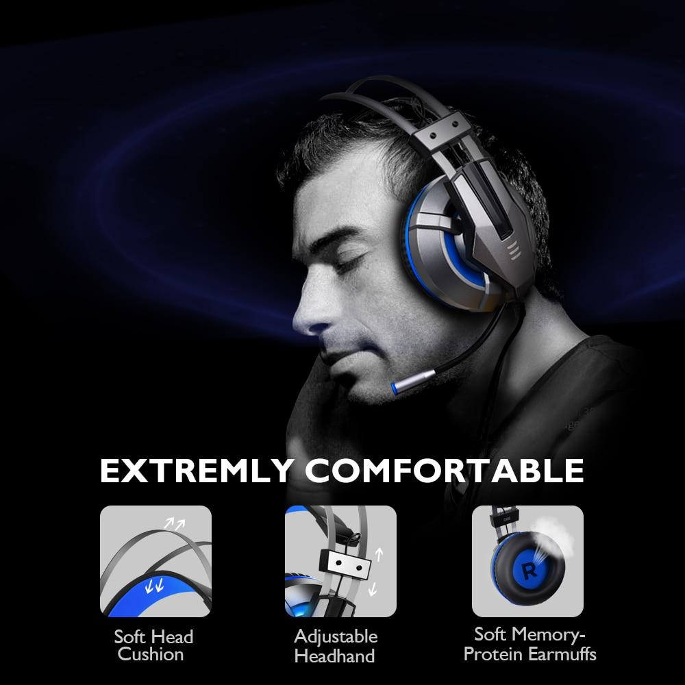 NEW Trend  Gaming Headset Gamer Ear Wired Headphones for Smartphone/PS4/PC/Xbox with Retractable Rotate Microphone and LED Light