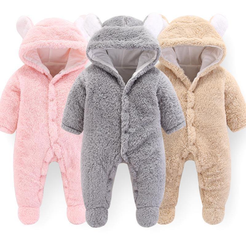 Elegant Baby Clothes Rompers Jumpsuits Newborn Cartoon Little Bee Rabbit Ears Zipper Clothes Cotton Jackets For Kids