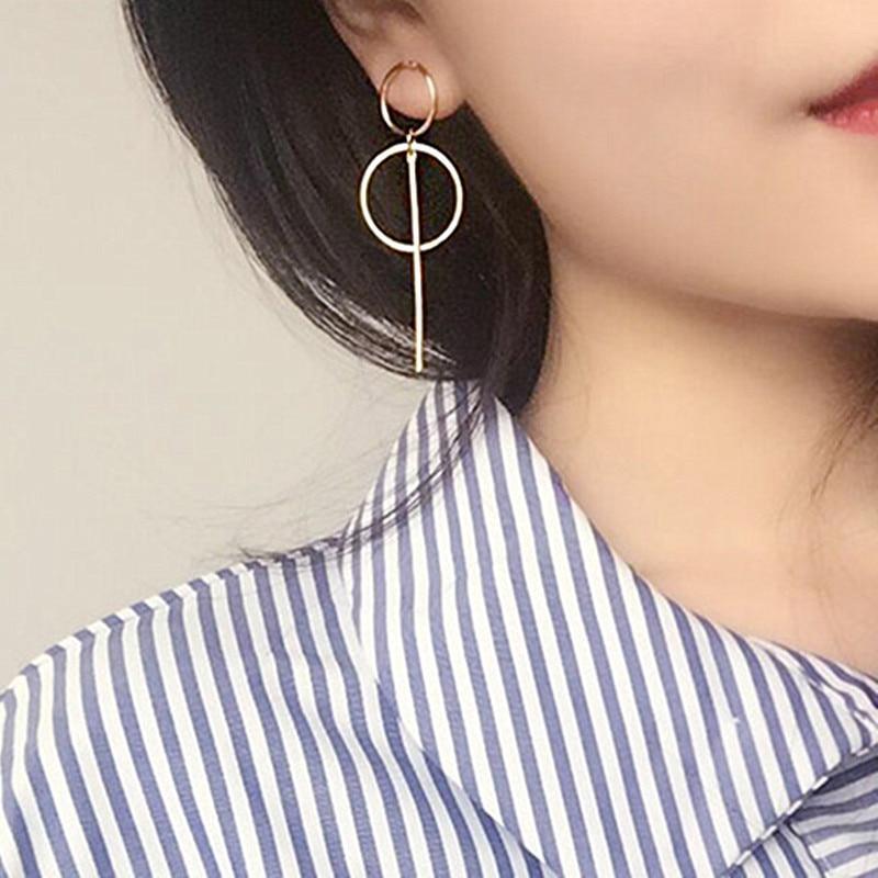 New Fashion Round Dangle Drop Korean Earrings For Women In Geometric Round Heart Gold Earring Elegant Style