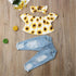 3 Pcs Outfit Clothes Cute   Sunflower Top  Pants  Fashion Casual Suit Perfect For Baby