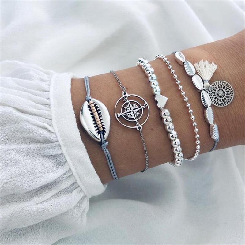 Modern Fashion New Luxury Different Style Elegant Elephant Tree Of Life Tassel Chain Bracelet Sets For Women Jewelry Trend Sets For Her