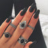 Boho Women Rings Set Compass Arrow Starfish Wave Moon Eyes Gem Gold Silver Color Opening Midi Ring Charm Lady Jewelry