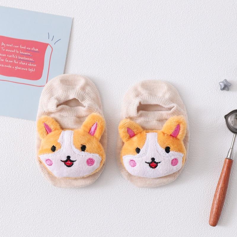 1 Pair Cartoon Cotton Baby Rubber Sole Anti Slip Floor Socks For Newborn Girls And Boys Kids