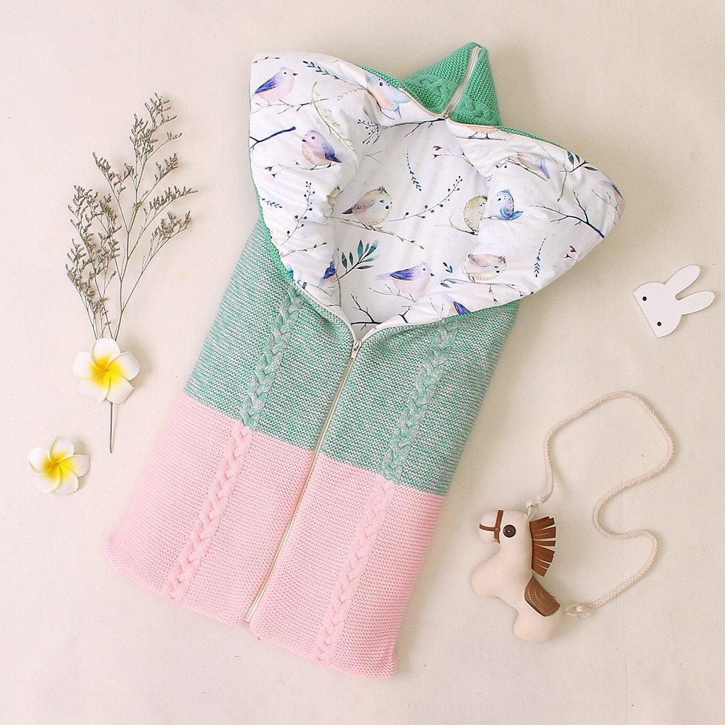 Newborn Infant Baby Knit sleep bag Stroller envelope Blanket Winter Warm Swaddle Wrap Sleeping Bags