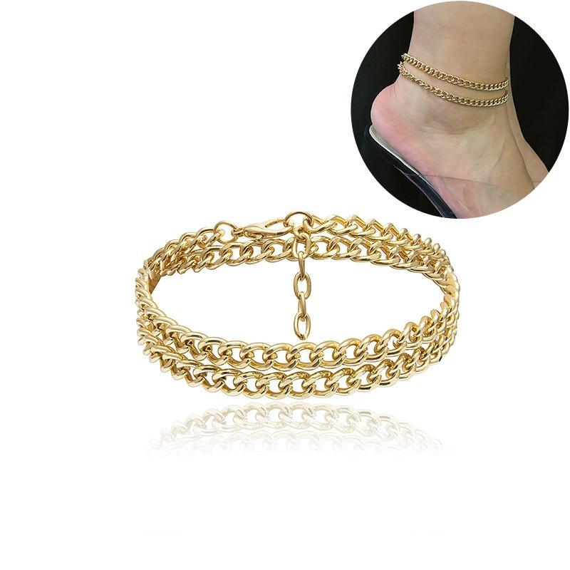 Luxury Chain Brecelet for Leg In Punk Gold Thick Anklet Style  Link Chain Anklets For Women Chunky Ankle Bracelet Foot Jewelry