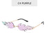 NEW 2021 Fashion Fire Flame Sunglasses For Women With Brand Design Rimless Wave Eyewear Luxury Trending Narrow Style