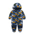 Ski suit For Children Soft Shell Outdoor Jacket Waterproof  Fleece Lining Jumpsuit For Boys and Girls In Modern Colorful Design