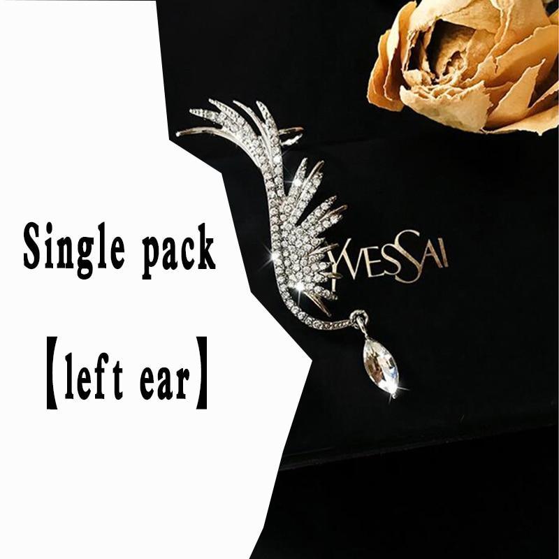 Luxury Elegant Crytal Angel wings Rhinestone Hanging Dangle Exaggerated Fashion Stud Earrings With Elegant Anti-allergy Design For Ladies and Women In New Trend Popular Style