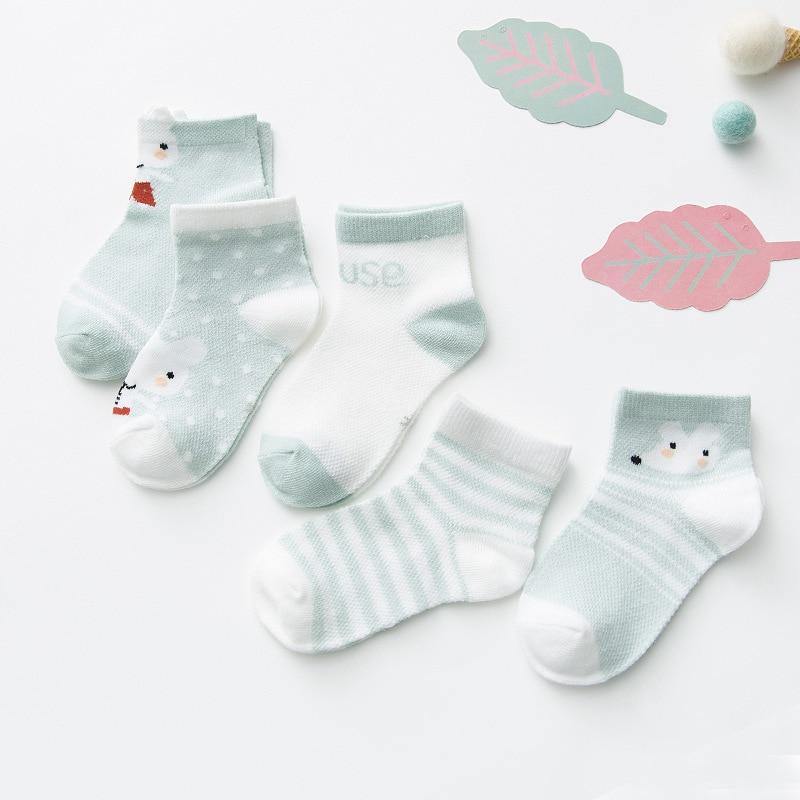 5Pair Set Cotton Baby Girls Socks Thin Summer Breathable Mesh Kids Toddler Socks Cute Cartoon Children Socks Infant Socks for Kids