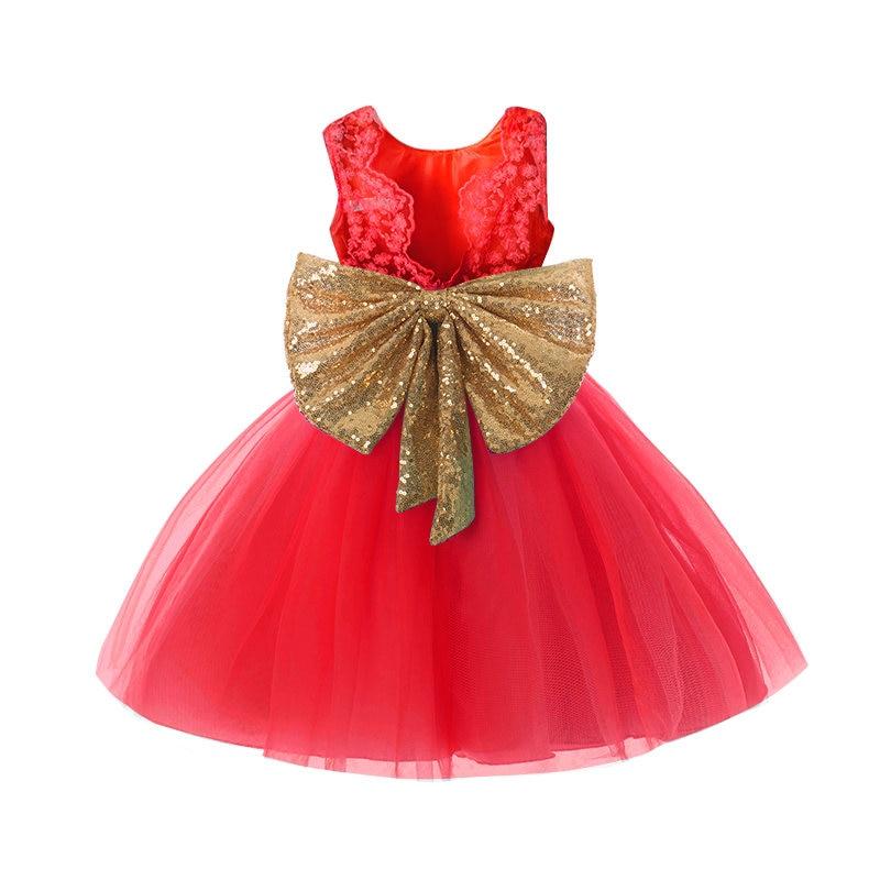 Pink Backless Princess Gold Luxury Dress With Bow Baby Dress for Girl Birthday Party Newborn dress For Birthday Girls Dress 1-5 years