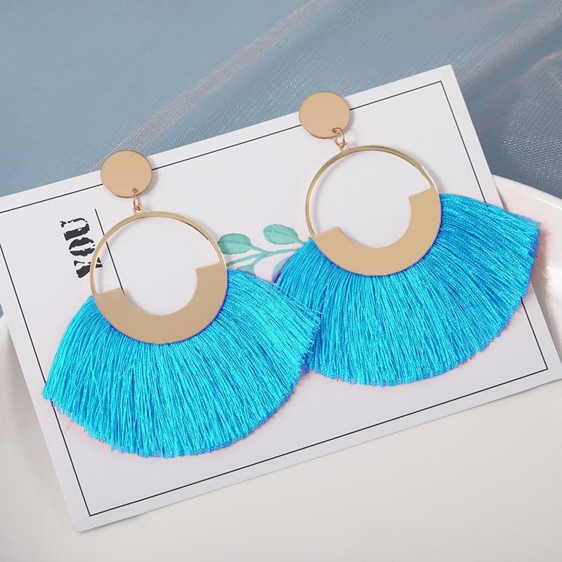 Tassel Modern Epic Retro  Bohemian Tassel Earrings for Women In  Cotton Silk Fabric Long Fringe Drop Dangle Earrings Design