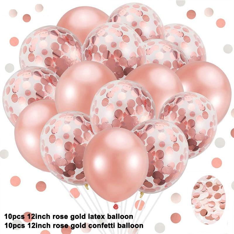 Birthday Balloons Foil Number Ballon Banner Party Decorations  Rose Gold