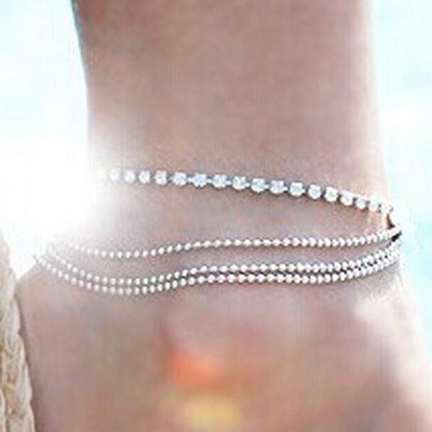 Gold Metal Shell Coconut Tree Female Anklets Barefoot Sandals Foot Summer Double Layers  Foot  Bracelets Leg Jewelry