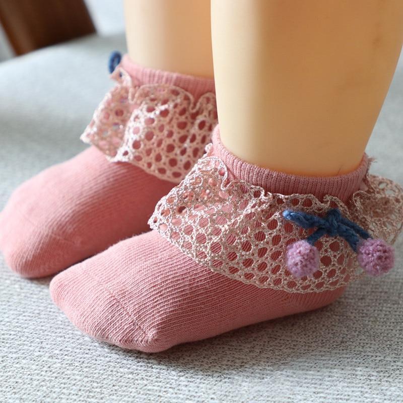 New Baby Socks Cute Lace Flower Bows Newborn Baby Girl Socks Cotton Princess Girls Socks