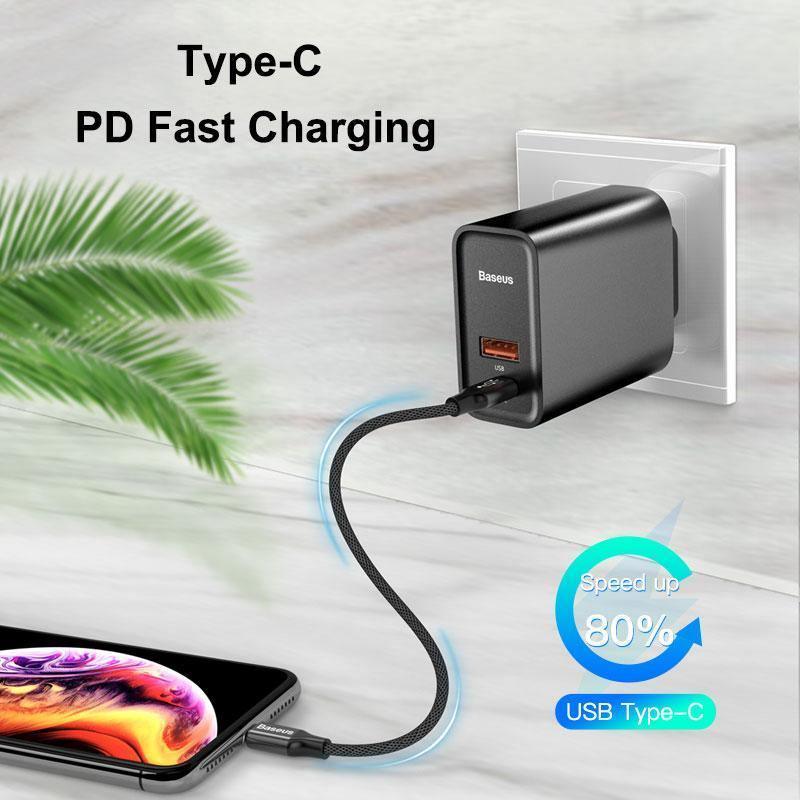 Dual Fast Charger 30W Support Quick Charge 4.0 3.0 Phone Portable USB C PD Charger