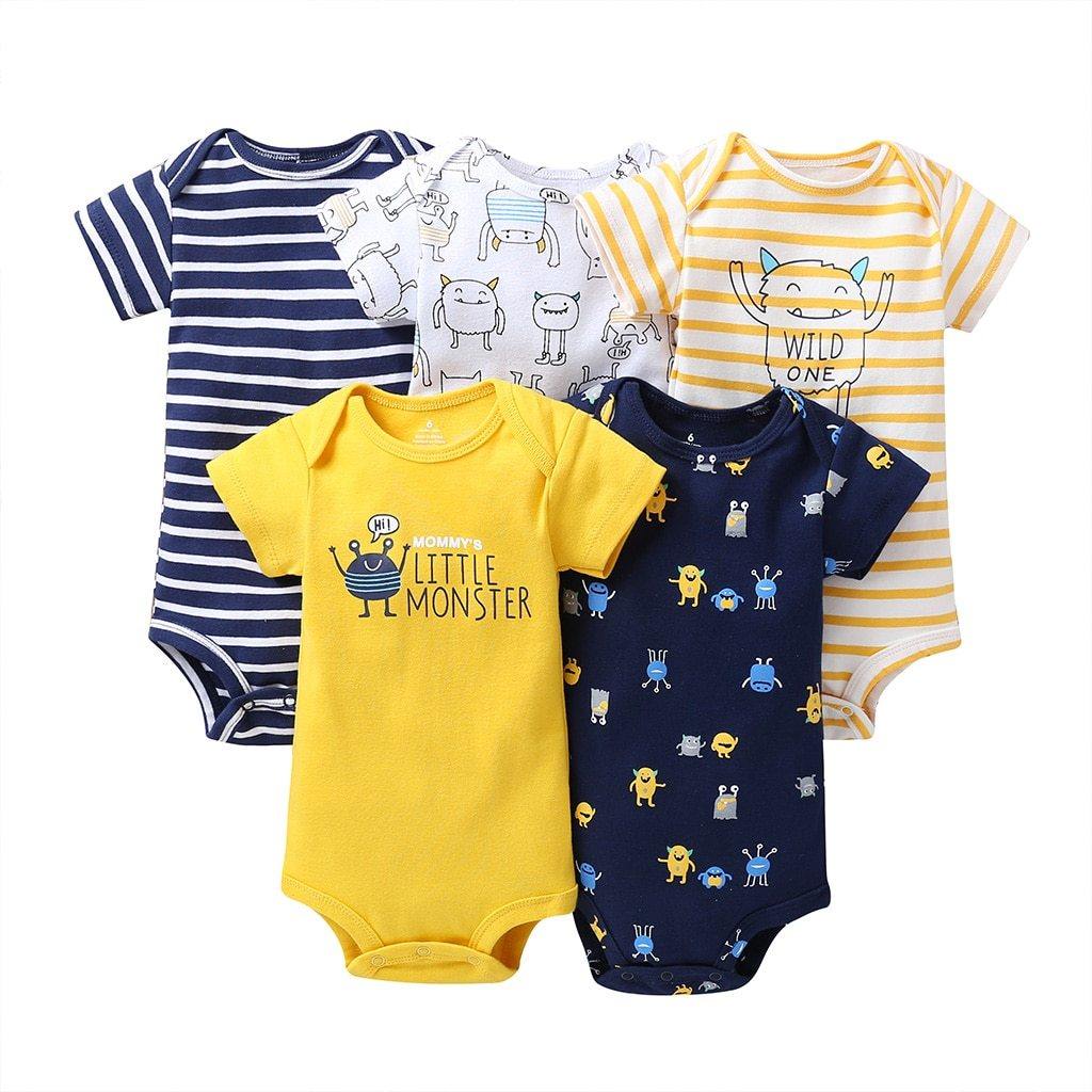 5PCS/SET Baby Bodysuit Newborn Clothes Short Sleeve Cotton Unisex Body Clothing Pajams for Kids