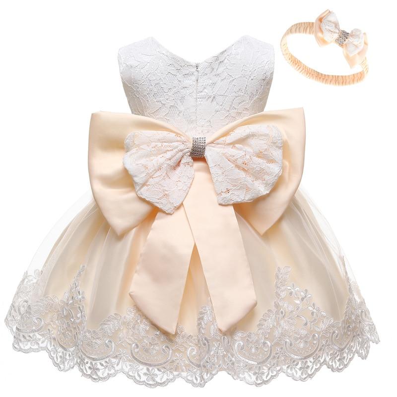 Modern luxury Baby Elegant Baby Girls 1st Year Birthday Dress Halloween Costume Party Dress For Baby And Girls With Big Bow And Modern Unique Colors