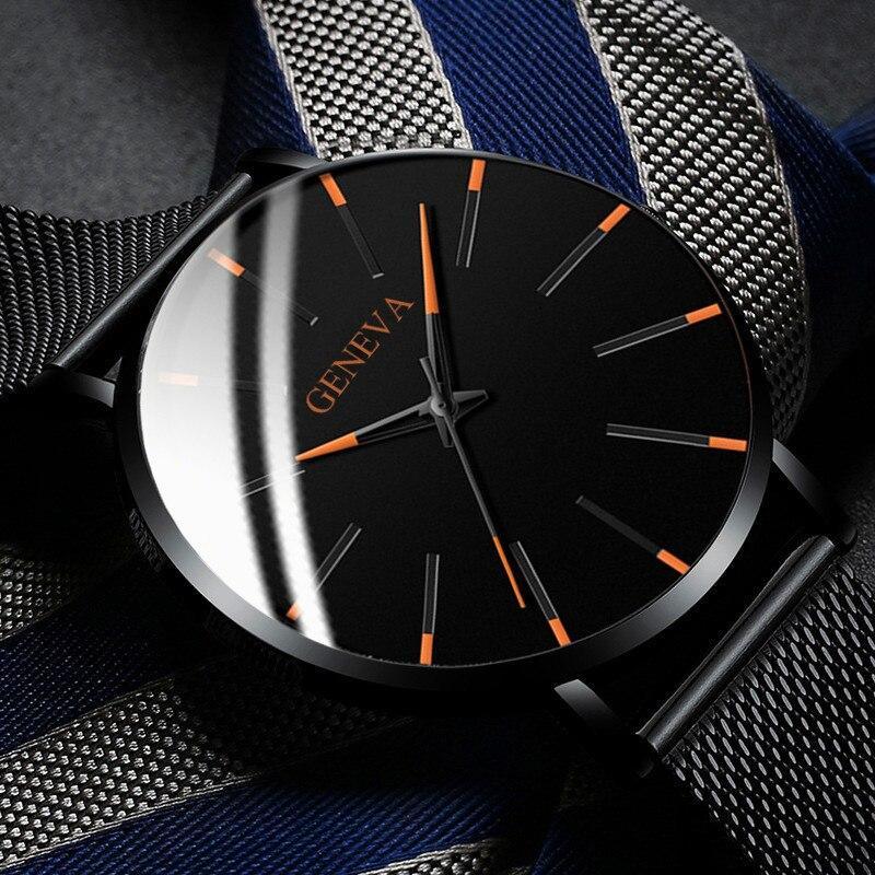 2020 Minimalist Men's Fashion Ultra Thin Watch Simple Men Business Stainless Steel Mesh Belt Quartz Watch Relogio Masculino