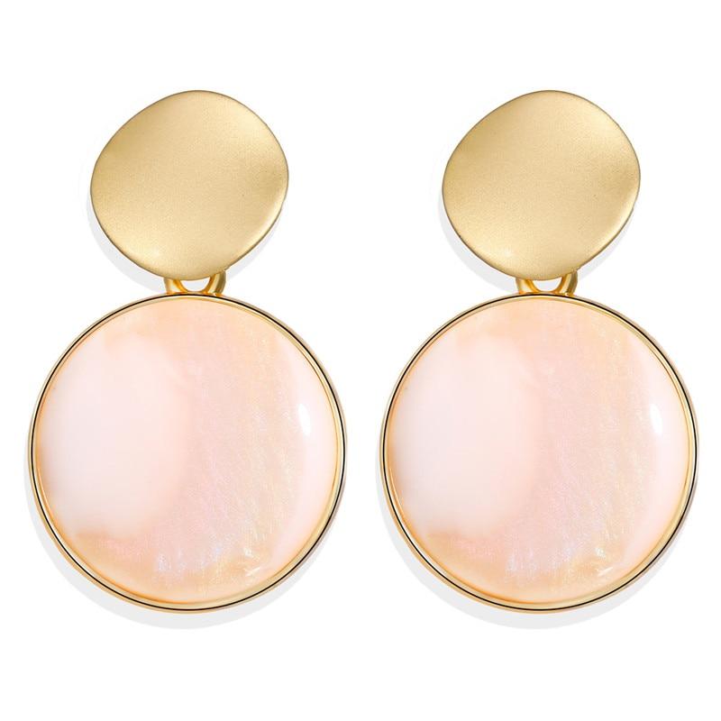 New Luxury Elegant Geometric Shell Dangle Earrings For Women In Round Small Drop Design