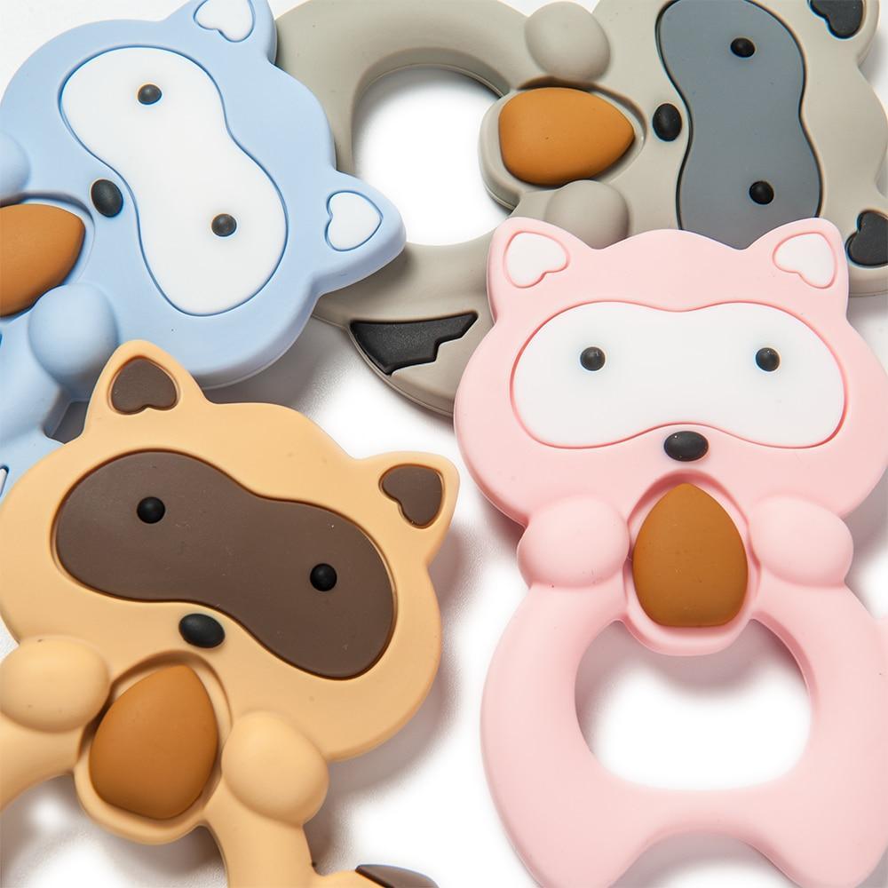 Silicone Raccoon Animal Cartoon Teether  Food Grade Chewable  Teething Toddle Safe For Baby And Perfect Gift For Babies