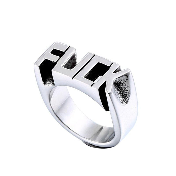 Endless Fashion Letter Ring Man Style Stainless Steel Rings For Women Wedding Custom Letters Initials Ring F Word Punk Style