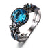 Luxury Black  Plated Natural Crystal Birthstone Women Rings For Party Wear In Retro Antic Design Ring For Men and Women