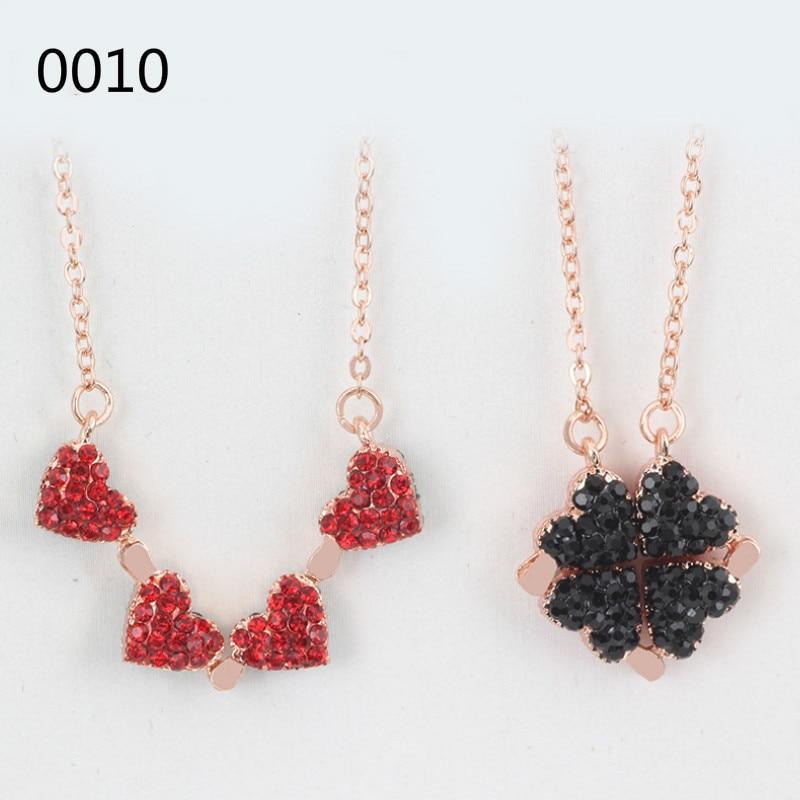 New Fashion Folding Four Clover Pendant Heart Necklaces Simple Flower Necklace for Women Birthday Jewelry