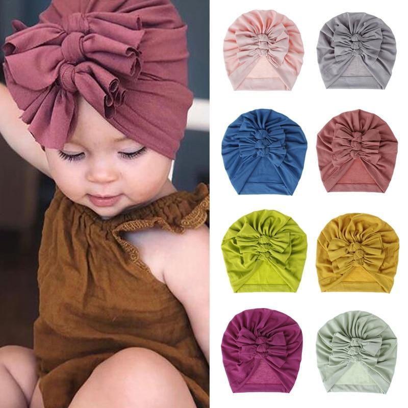 Modern Turban Baby Girls Bow Turban Hats Cotton Kids Beanie Children Hats Accessories For Girls Baby