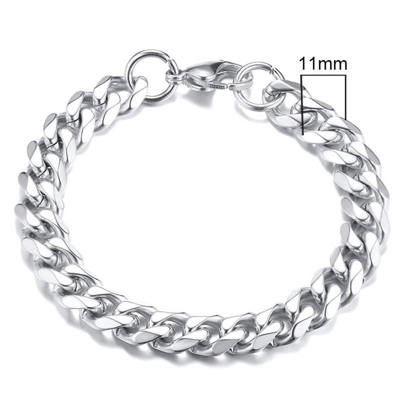 Luxury Popular Mens Simple 3-11mm Stainless Steel Curb Cuban Link Chain Bracelets for Women and Men Unisex Wrist Jewelry Brecelet