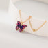 Luxury European Women Butterfly Pendant Necklaces Colorful Rhinestone Gold Chain Simple Choker Necklace