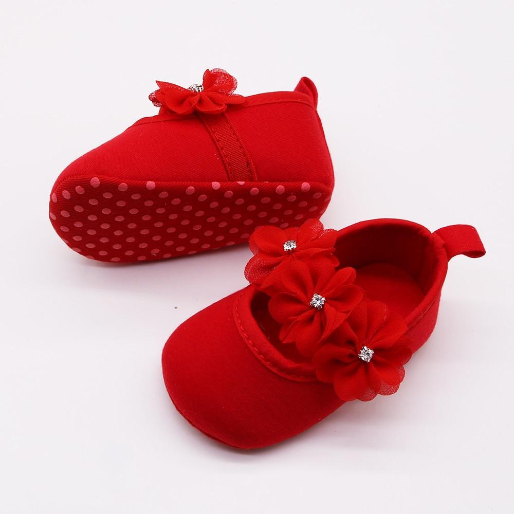 Baby First Walker Shoes Kids Girls Baby Party Ballerina Shoes Infant 3D Flower Rhinestone Shoes In Modern Design