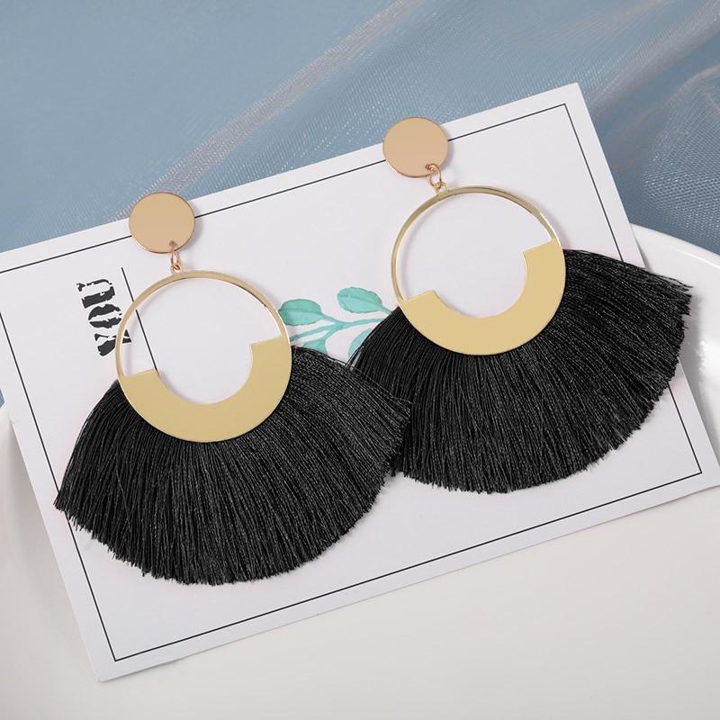 Tassel Modern Epic Retro  Bohemian Tassel Earrings for Women In  Cotton Silk Fabric Long Fringe Drop Dangle Earrings Design