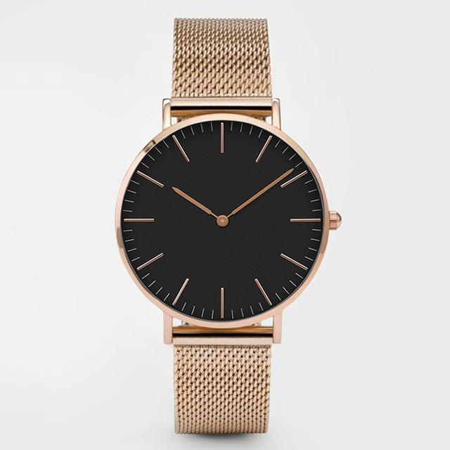 Fashion Unisex Watches Ultra Thin Stainless Steel Mesh Belt Quartz Classic Casual Watch For Women and Man