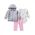 Modern Popular New Set Baby Cotton Long Sleeve Hooded Jacket Pant And Rompers For Newborn Outfits Unisex Clothing