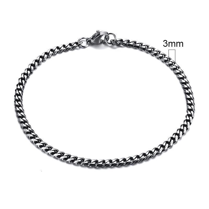 Luxury Popular Mens Simple 3-11mm Stainless Steel Curb Cuban Link Chain Bracelets for Women and Men Unisex Wrist Jewelry Brecelet