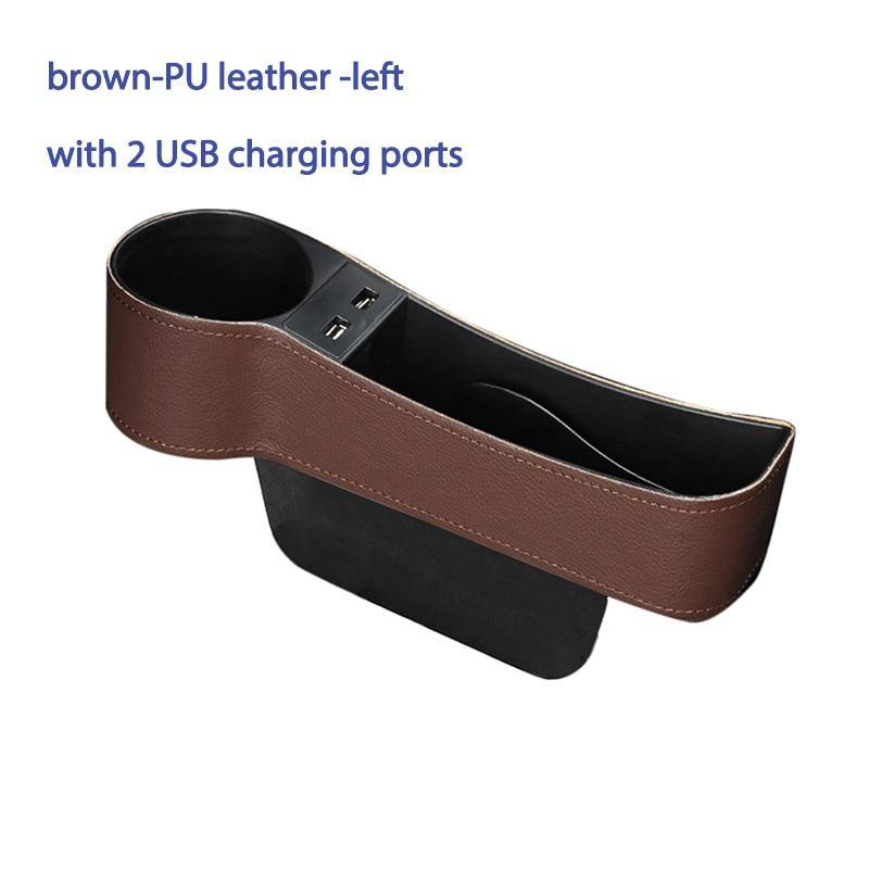 Multifunctional Car Seat Gap Storage Box Cup PU Leather Pocket Catcher Organizer Phone Bottle Cups Holder Car Accessories