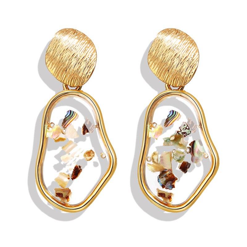 New Luxury Elegant Geometric Shell Dangle Earrings For Women In Round Small Drop Design