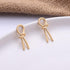 Modern Fashion Korean Luxury Metal Gold Color Stud Earring Elegant Simple Geometric Camber Circle Fine Knot Face Matte Irregular Ellipse Women Girl Jewelry