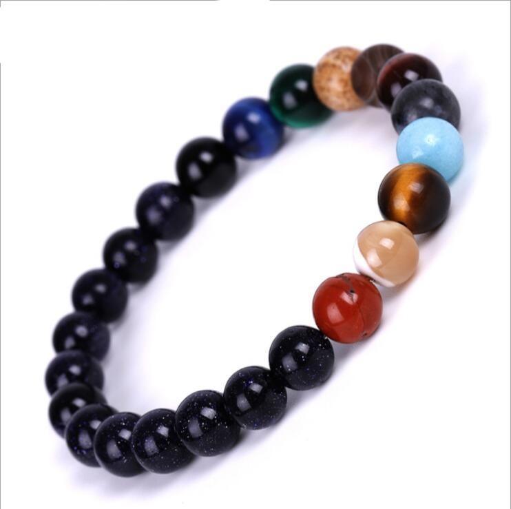 Galaxy Solar System Bracelet Universe Nine Planets Natural Stone Stars Earth Moon Bracelet For Women Man Fashion Jewelry