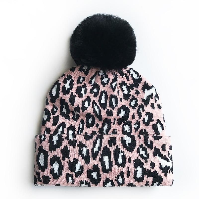 Matching Family Outfits Leopard Children Hats Mother Kids Hats Winter Kids Caps For Mother & Daughter in Elegan Leopard Design