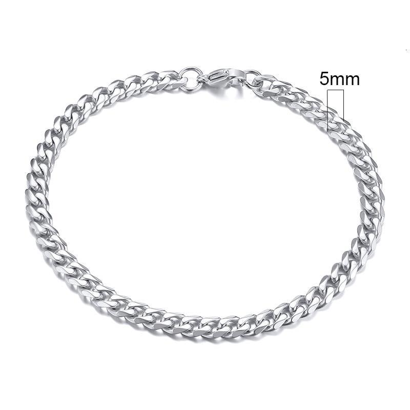 Luxury Popular Mens Simple 3-11mm Stainless Steel Curb Cuban Link Chain Bracelets for Women and Men Unisex Wrist Jewelry Brecelet