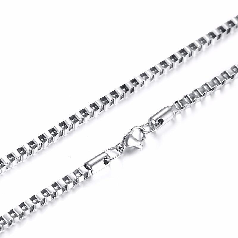 Amazing Silver Square Box Link And Modern Ingot Chain Elegant Necklace Luxury For Men Stainless Steel Choker