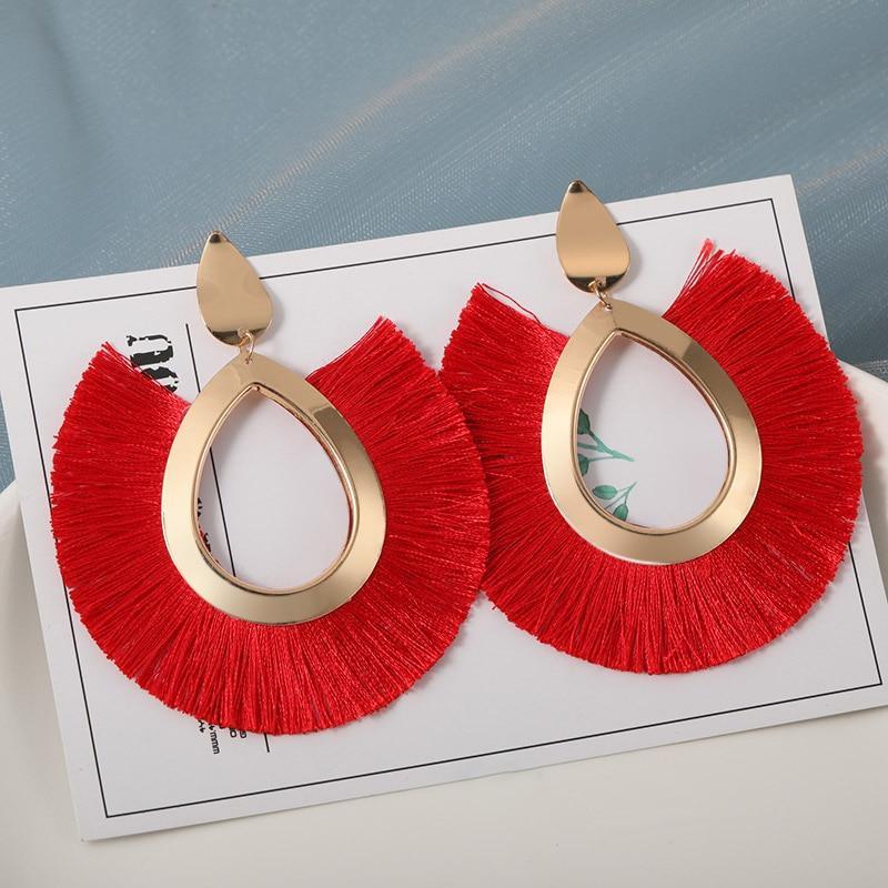 Tassel Modern Epic Retro  Bohemian Tassel Earrings for Women In  Cotton Silk Fabric Long Fringe Drop Dangle Earrings Design