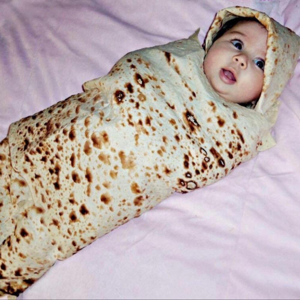 Modern Interesting Popular Pancakes Baby Blanket Flour Tortilla Swaddle Blanket Sleeping Swaddle Wrap Hat For Baby